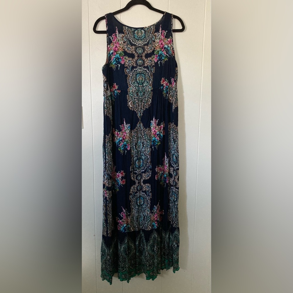 Bila SZ M Maxi Dress Kaleidoscope Floral design navy blue sleeveless WOW